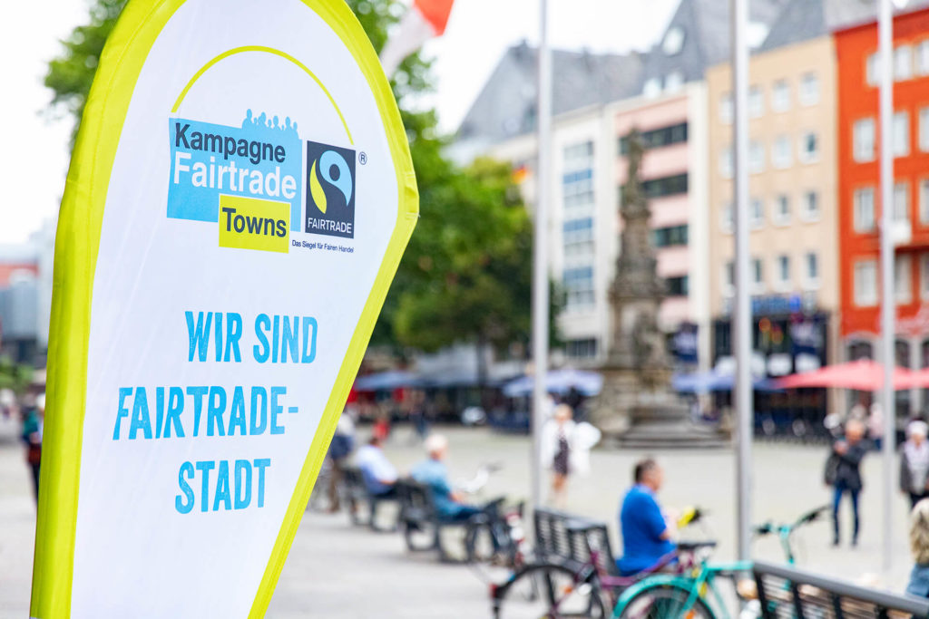 Banner mit der Botschaft FairTrade Town Stadt Schüttorf